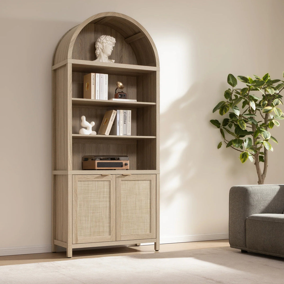 Savanna Arched Bookcase with Doors, Set of 2