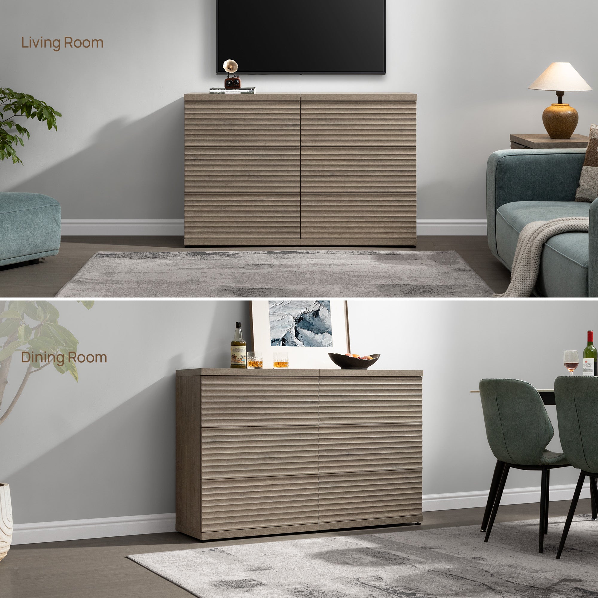 Stria Sectional 9-Drawer Dresser, Large Storage