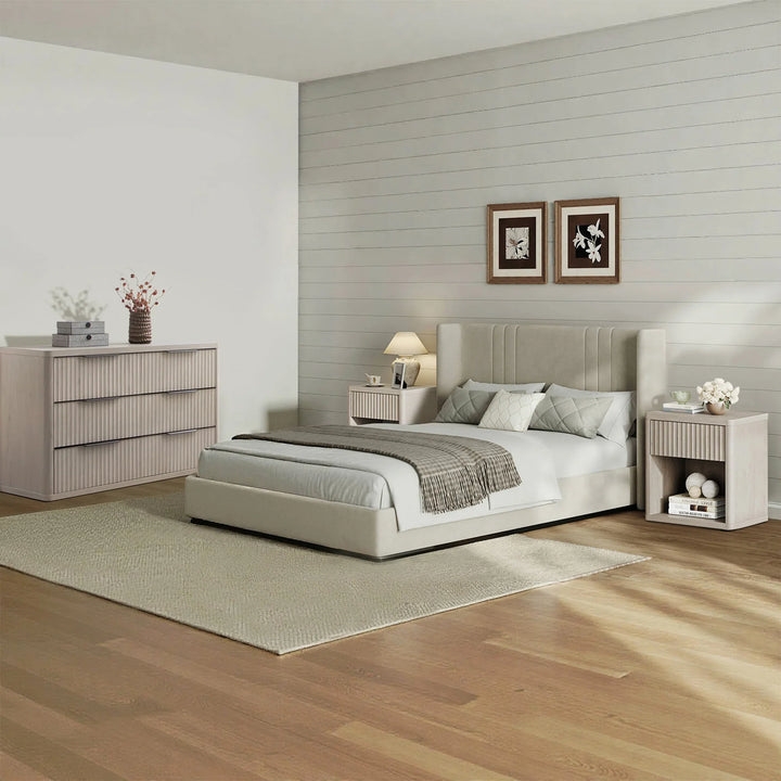 Cas 6 Drawers Dresser and 1 Drawer Nightstands Set for Bedroom