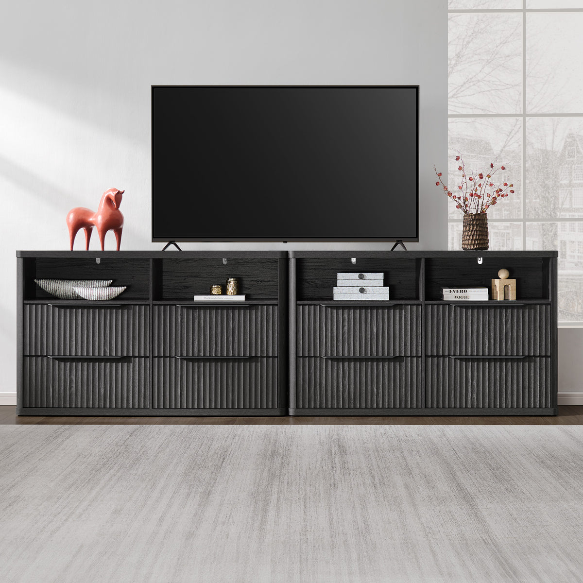 Cas 4 Drawer dresser with Open Shelf