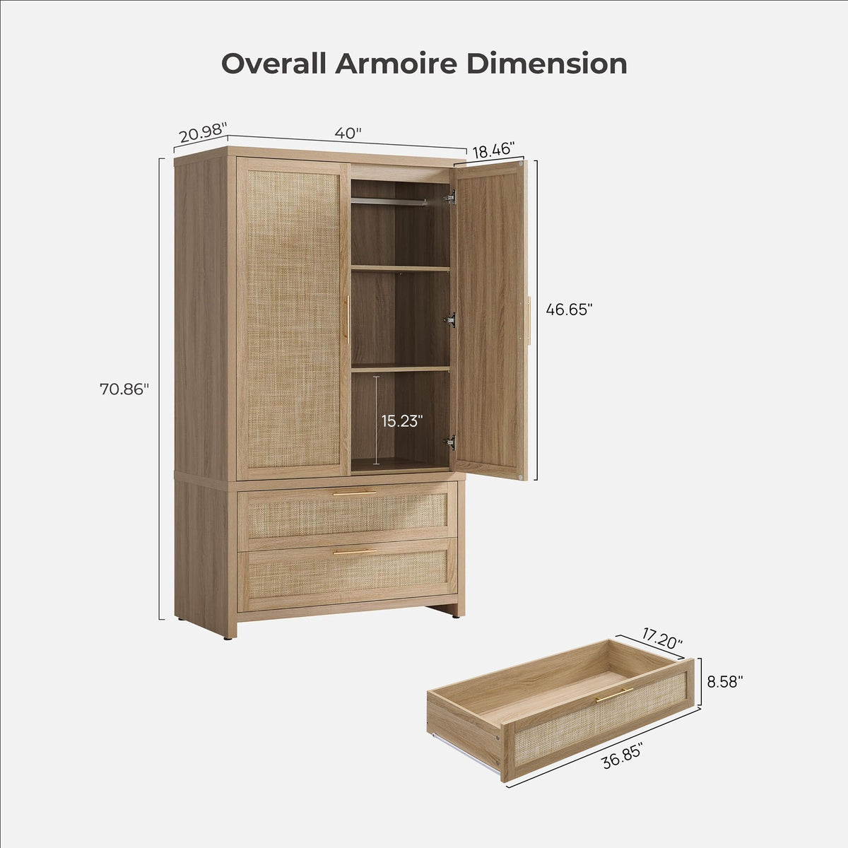 Savanna 6 Drawers Dresser, Wardrobe and Nightstands Set