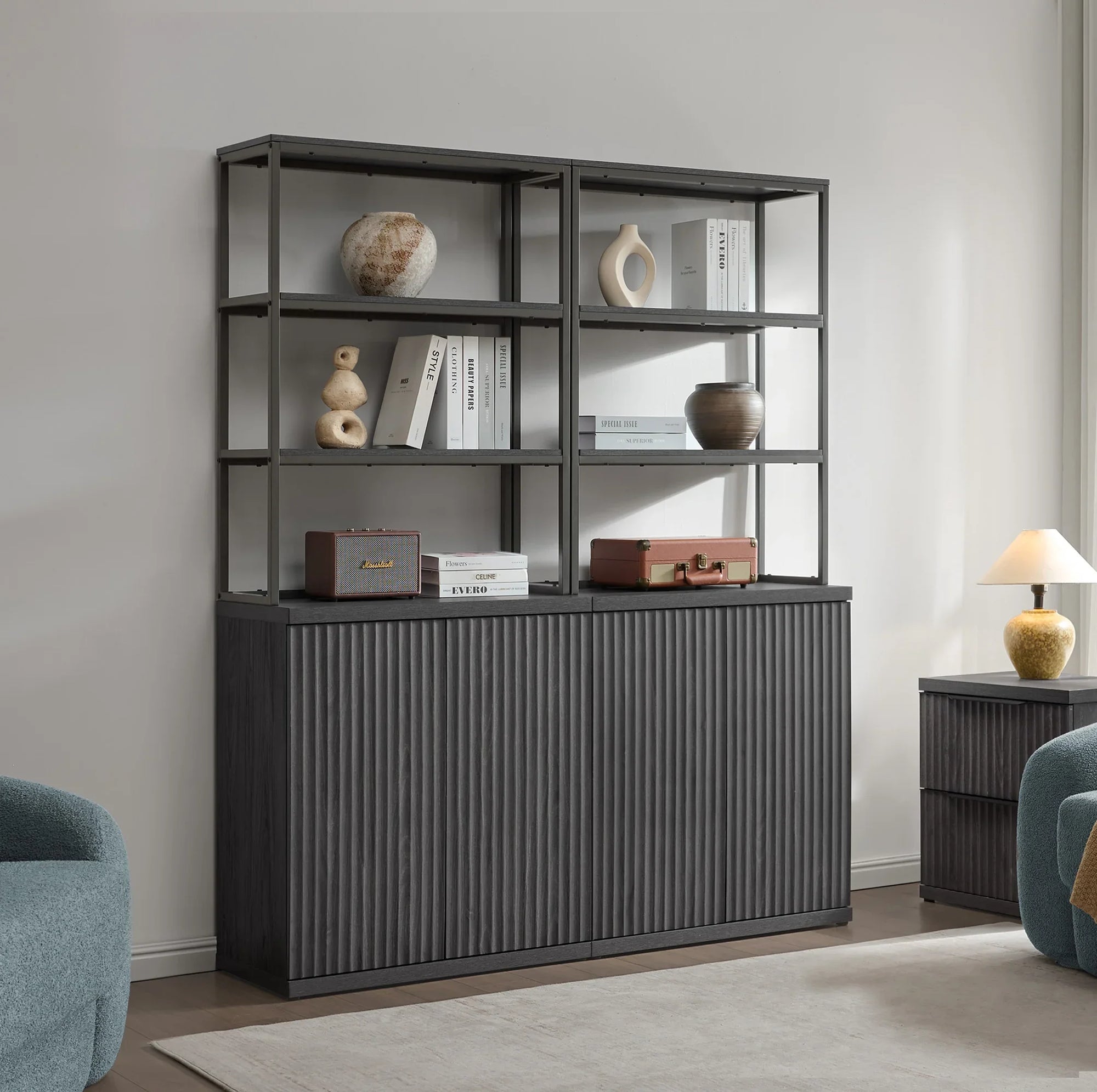 Stria Book Shelf with Doors