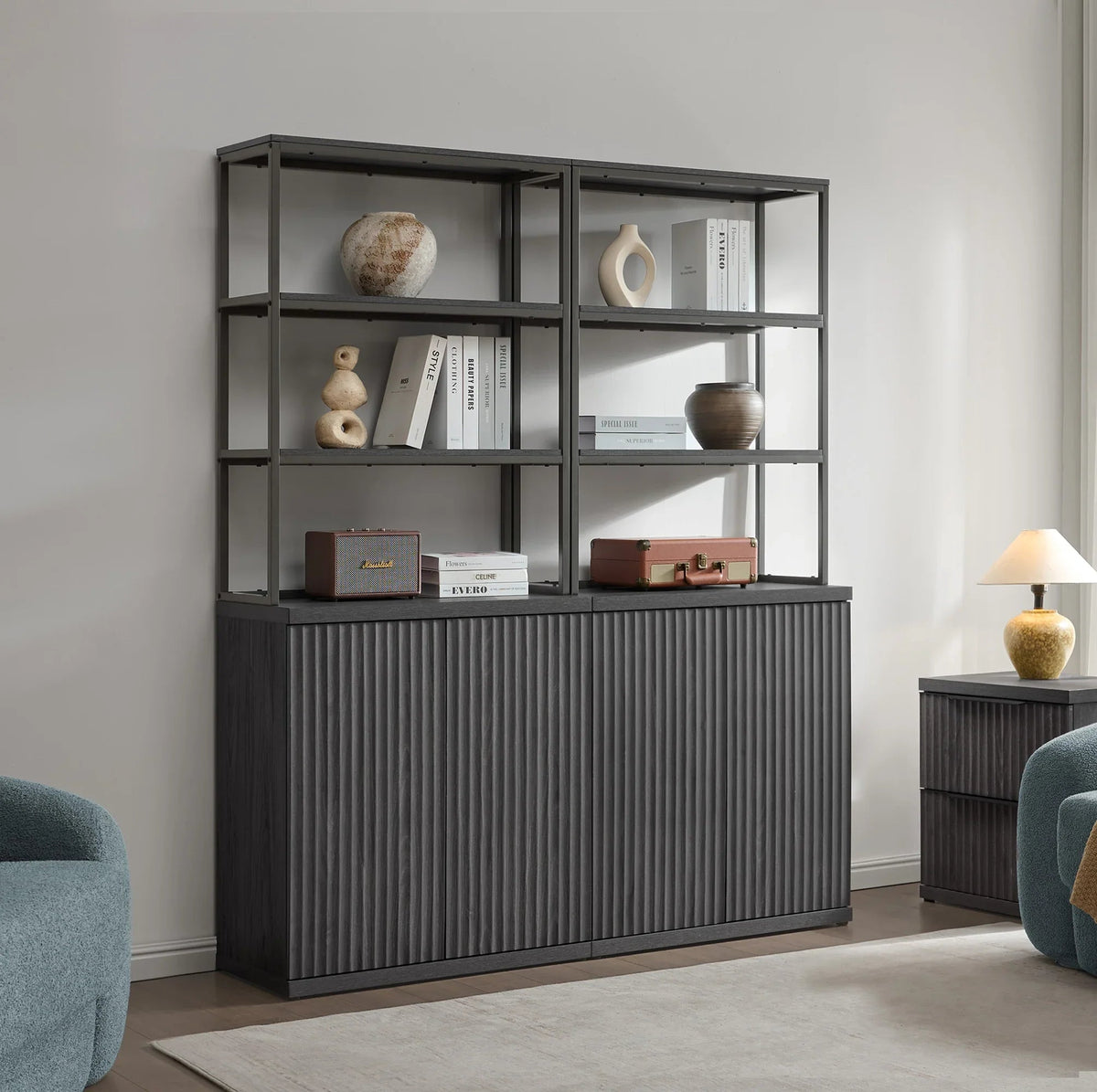 Stria Bookshelf, 2 Doors, Set of 2