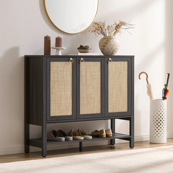 Terra Rattan Shoe Cabinet with Storage, Set of 2