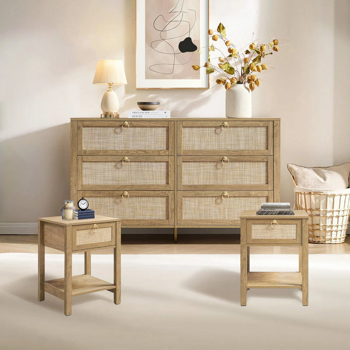 Terra 6 Drawers Dresser and 1 Drawer Nightstands Set