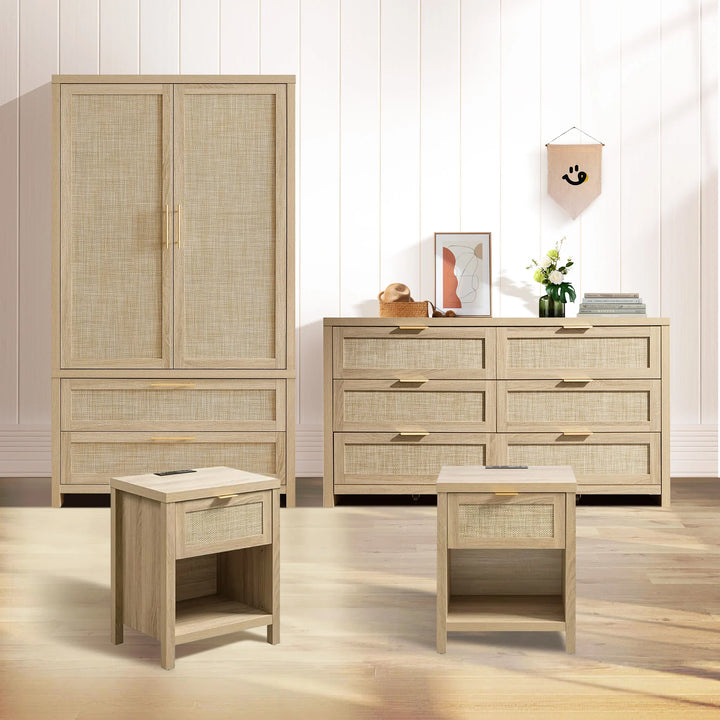 Savanna Dresser, Wardrobe and Nightstands with Charger Set