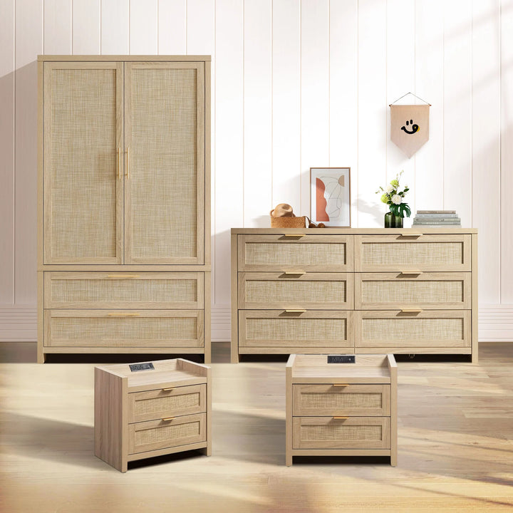 2 piece dresser set Watnature Double of with 4 Drawers and Open Shelf Pine Wood Finish Modern Bedroom Storage in the Dressers department at framed in the same black finish Bedroom Dresser & Nightstands Set