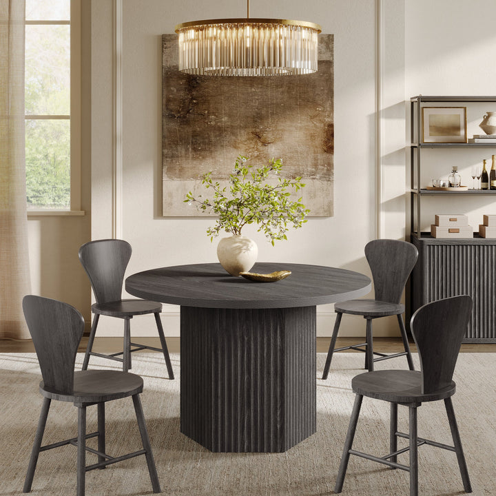 Cas Dining Table and Chairs Set for 6, Solid Wood - White Alder - 1 Table & 6 Chairs