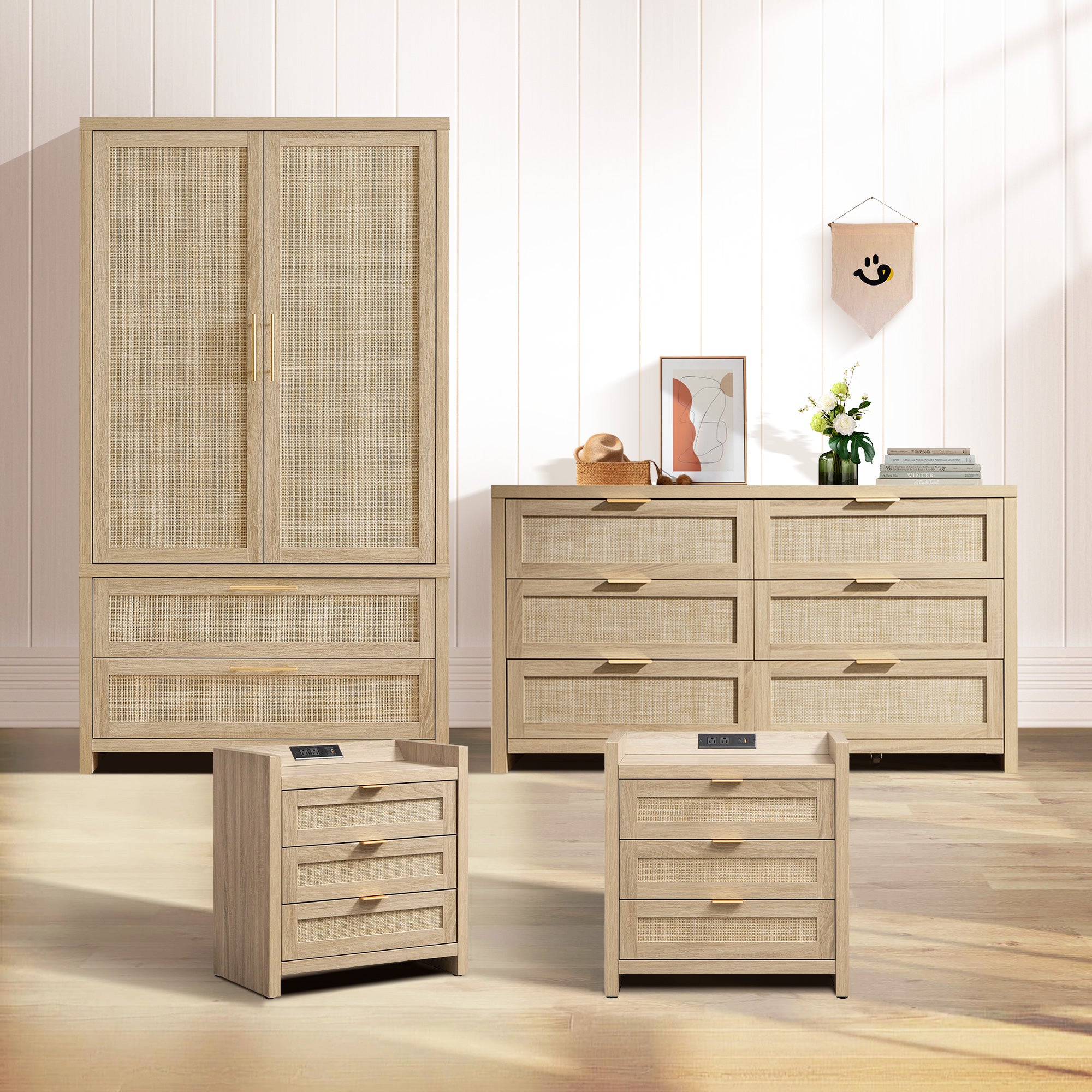 Savanna 6-Drawer Dresser, Wardrobe and 2-Drawer Nightstand Set
