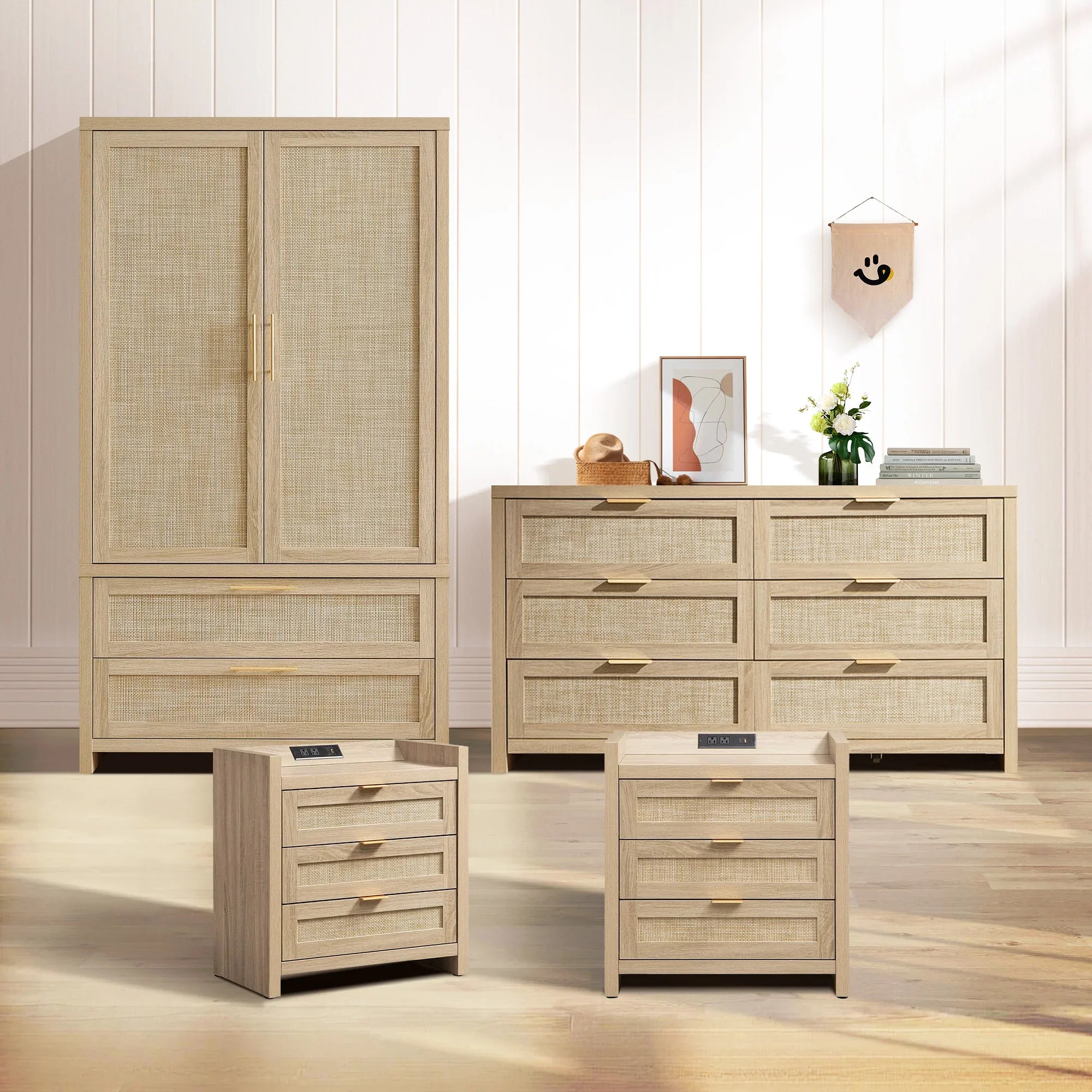 Savanna 6-Drawer Dresser, Wardrobe and 3-Drawer Nightstand Set