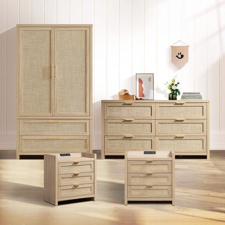 Savanna 6-Drawer Dresser, Wardrobe and 3-Drawer Nightstand Set