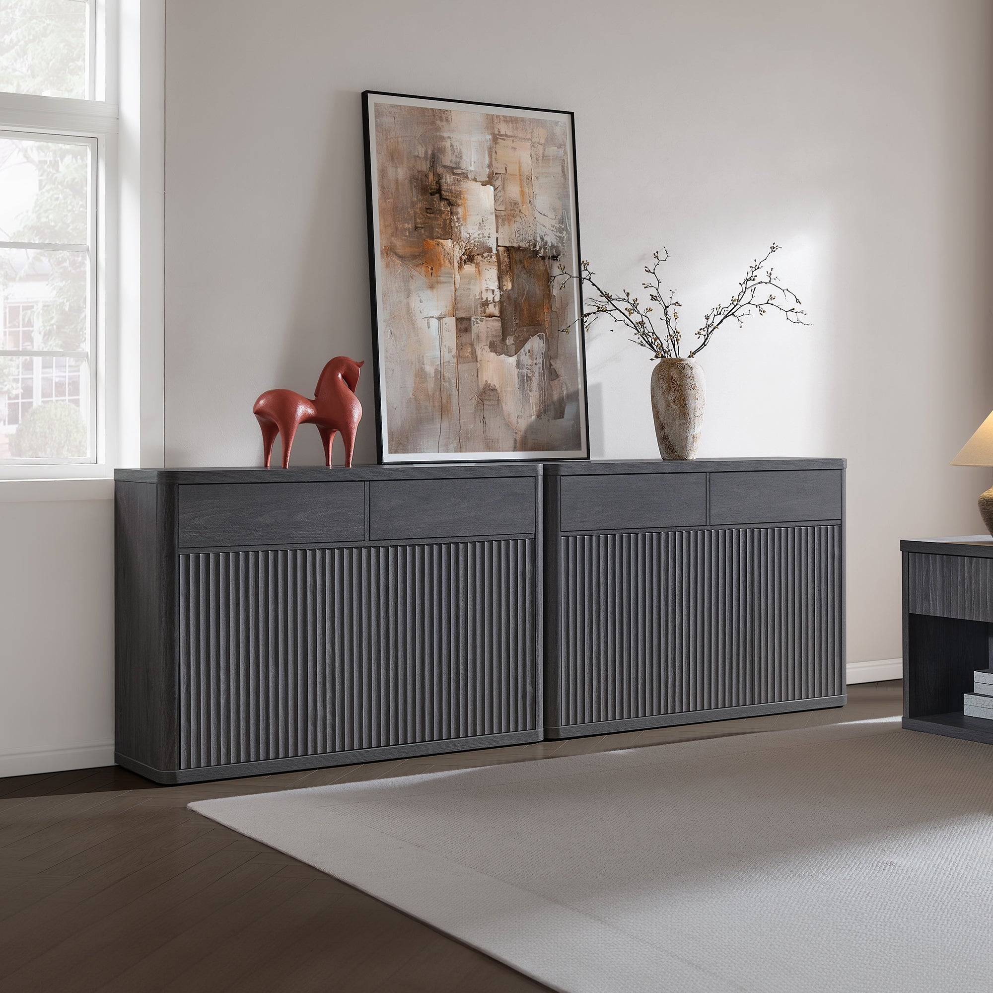 Cas Sideboard Cabinet, Fluted Style