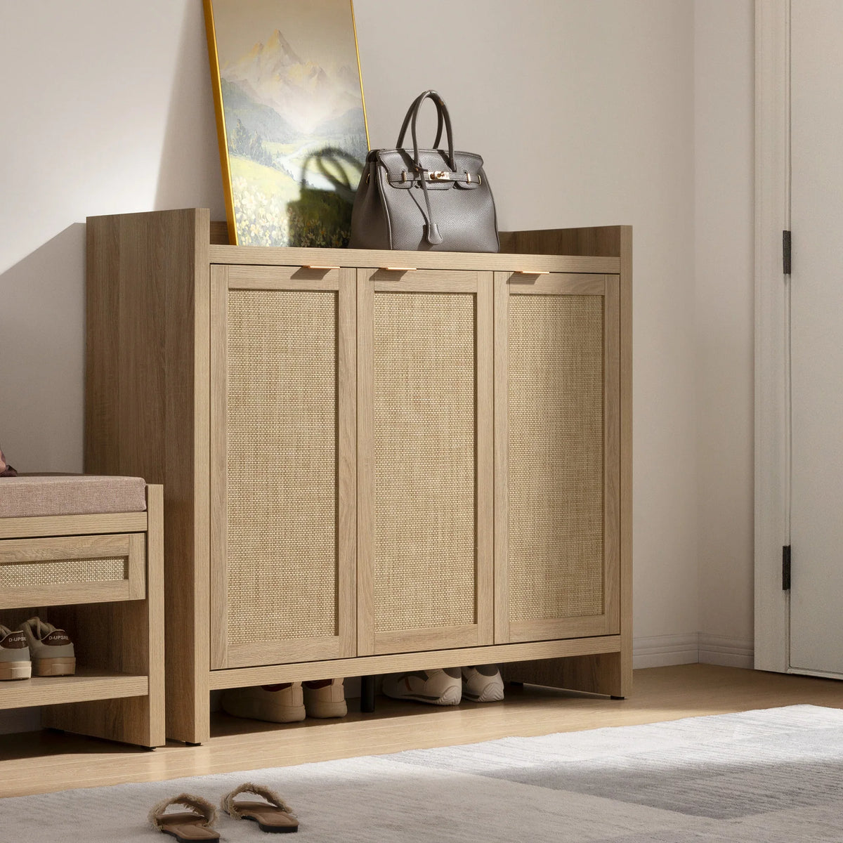 Savanna Black Shoe Cabinet, 30 Pairs Shoes