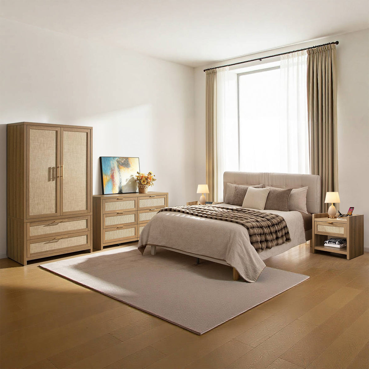 Savanna 6-Drawer Dresser, Wardrobe and 2-Drawer Nightstand Set