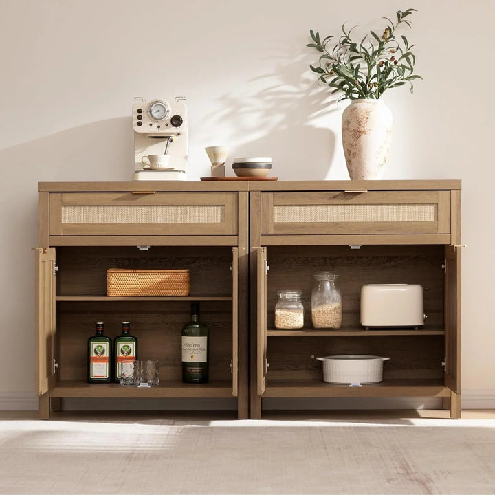 Savanna Black Buffet Cabinet with Drawers, Set of 2