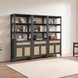 Terra Black Rattan Bookshelf, Set of 3