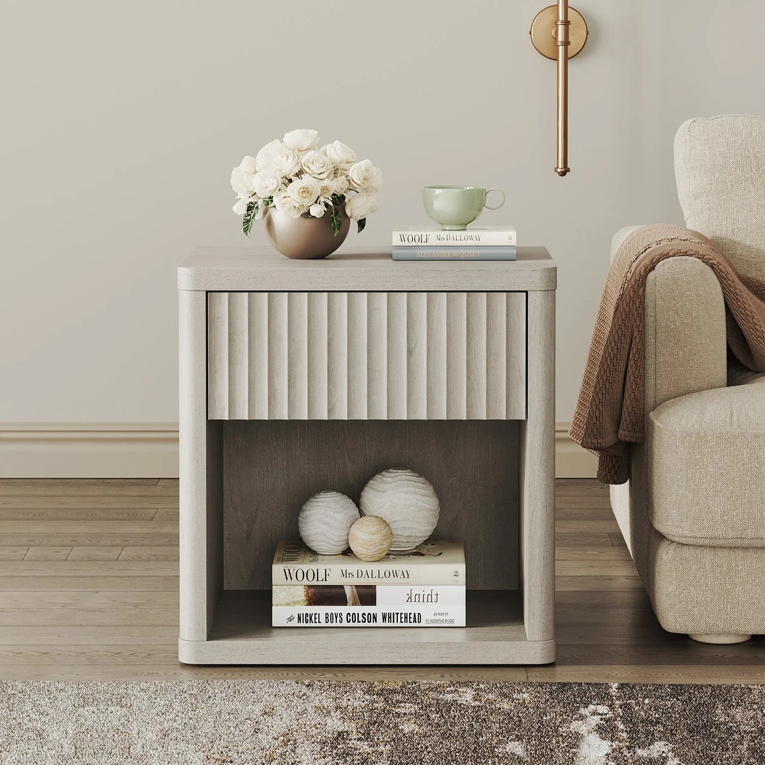 Cas Night Stand with Storage, 24.1 Inch Tall