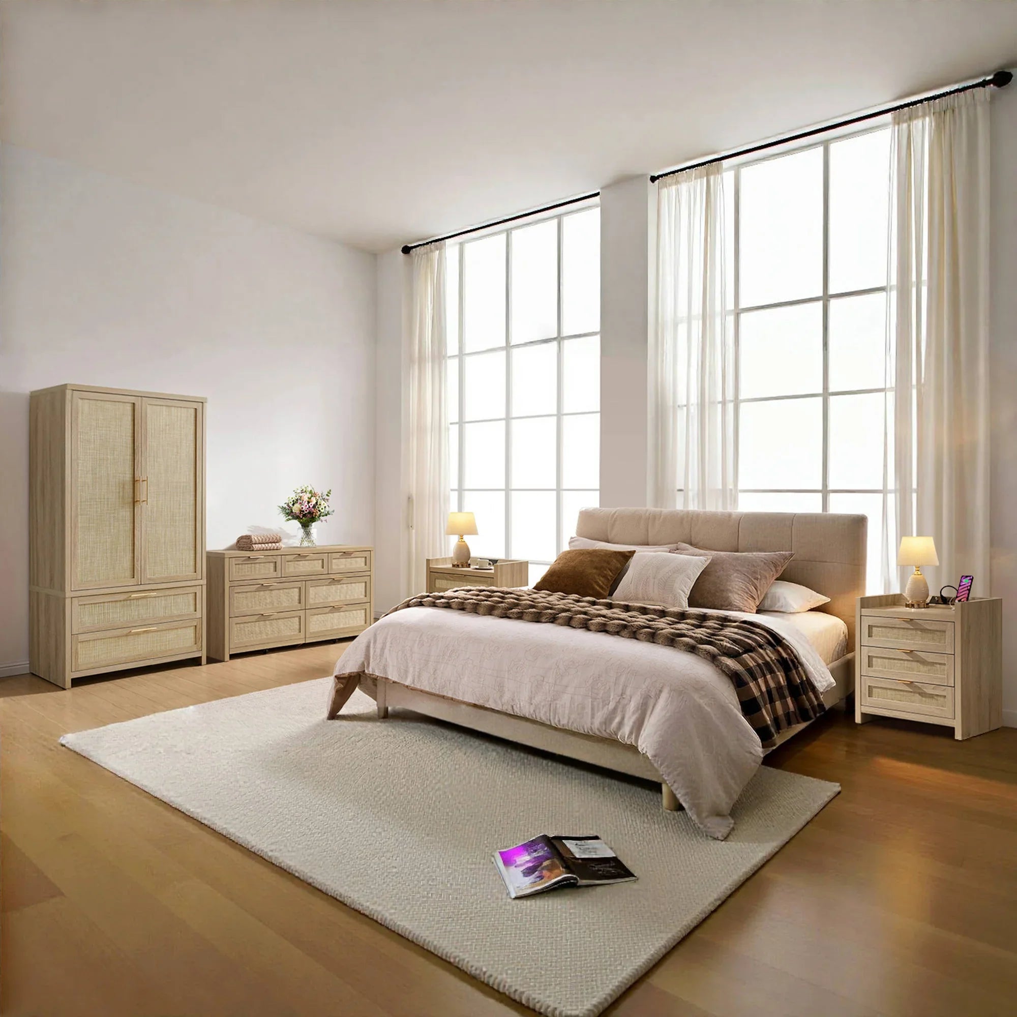 Savanna Dresser, Nightstand and Wardrobe Bedroom Set