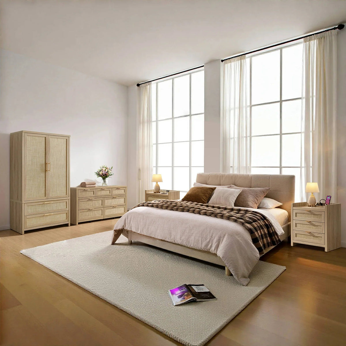 Savanna Boho Dresser, Nightstand and Wardrobe Bedroom Sets