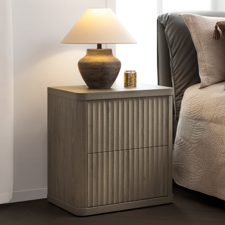 Cas 2-Drawer Nightstand, Fluted Style