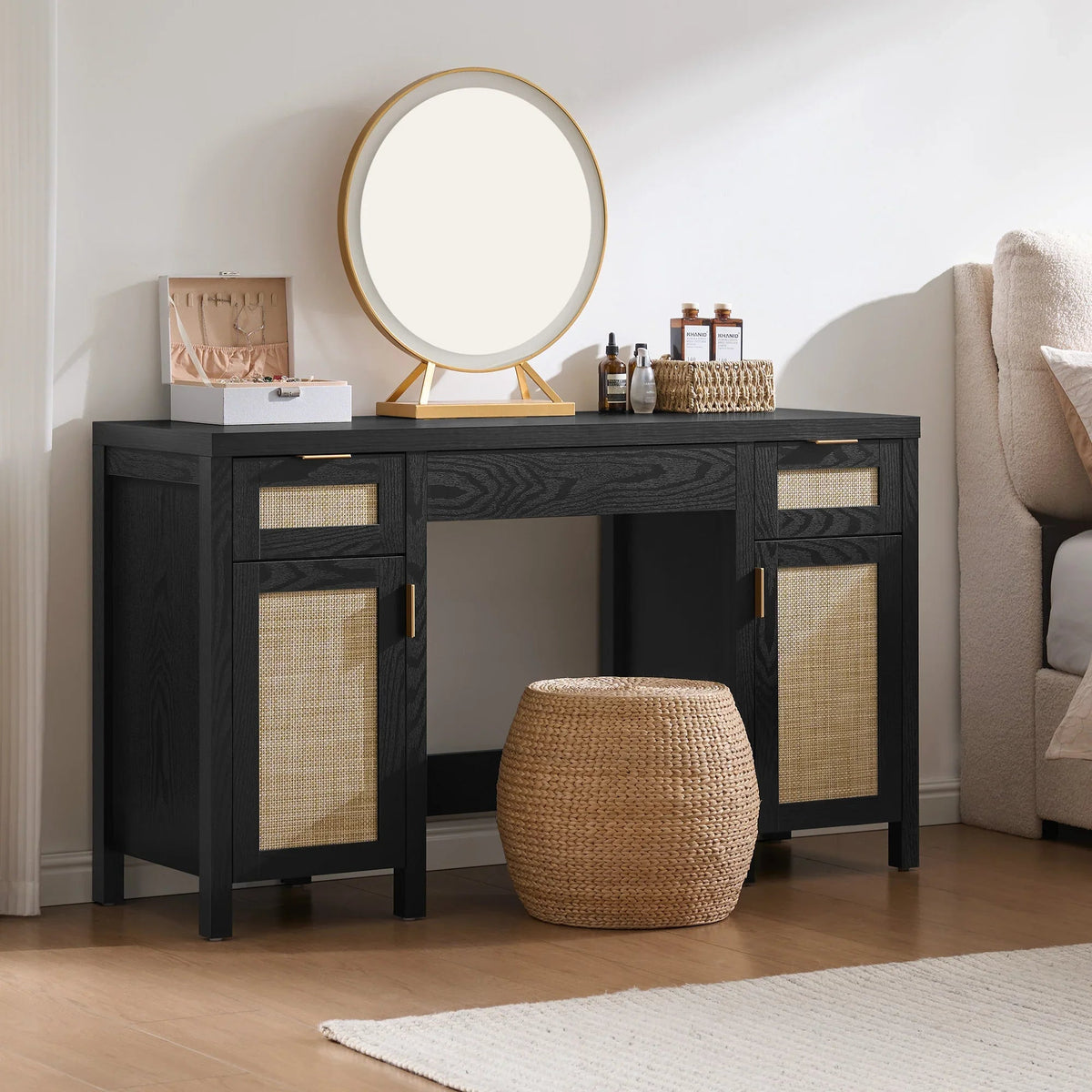 Savanna Black Makeup Vanity, Set of 2