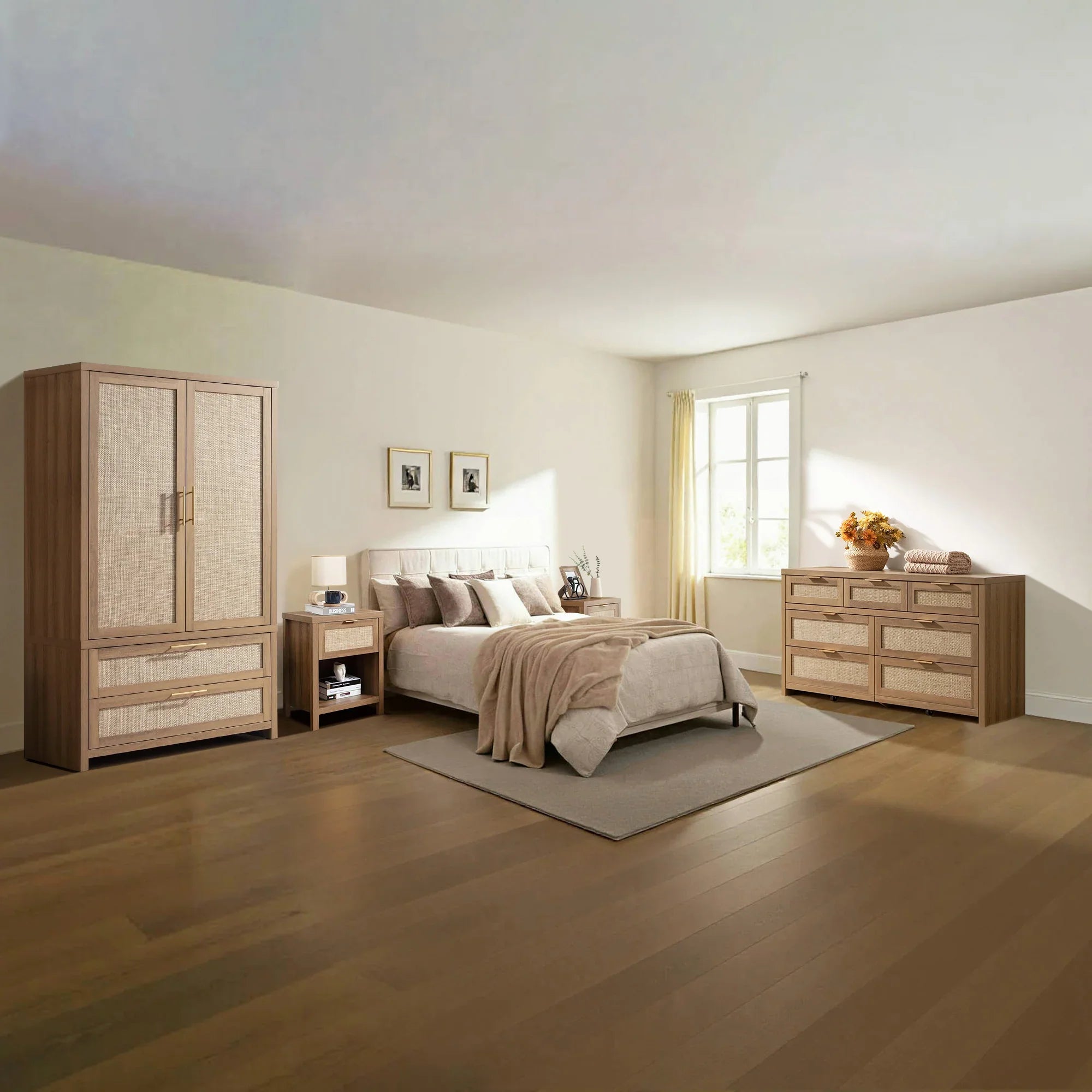 Savanna Set of 2 Wardrobes, Dresser, Nightstands Set
