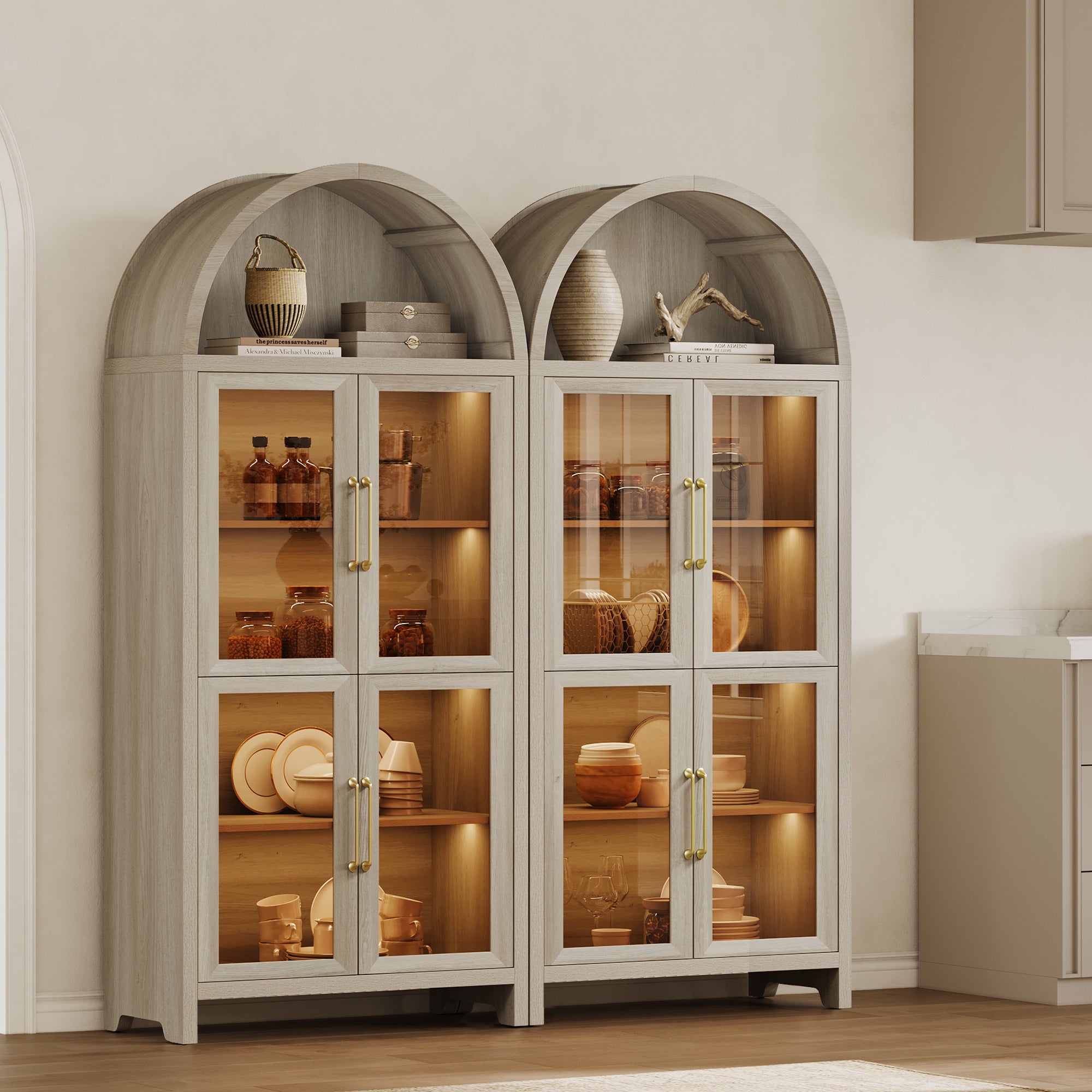 Helio Modern Glass-Door Display Cabinet