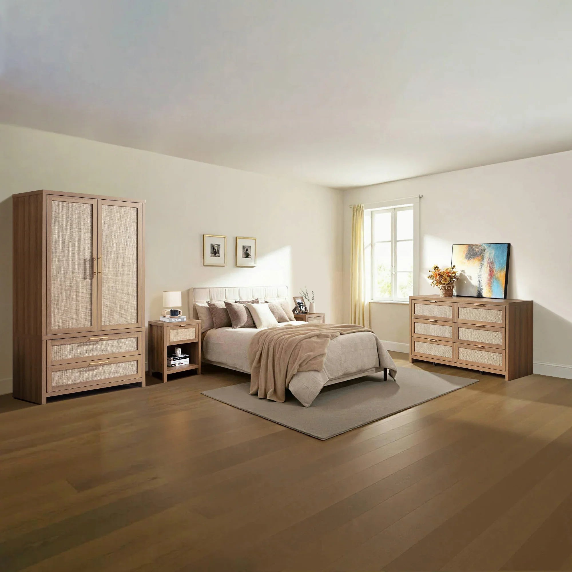 Savanna 6 Drawers Dresser, Wardrobe and Nightstands Set