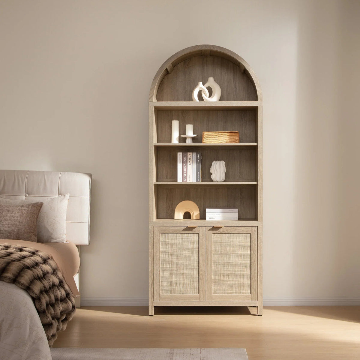 Savanna 84'' Tall Arched Bookcase with Storage