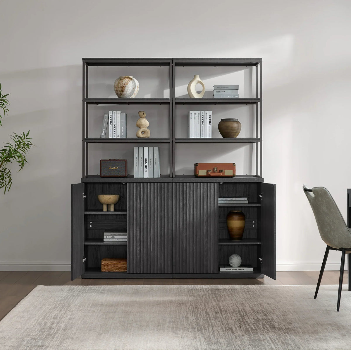 Stria Book Shelf with Doors, Set of 2