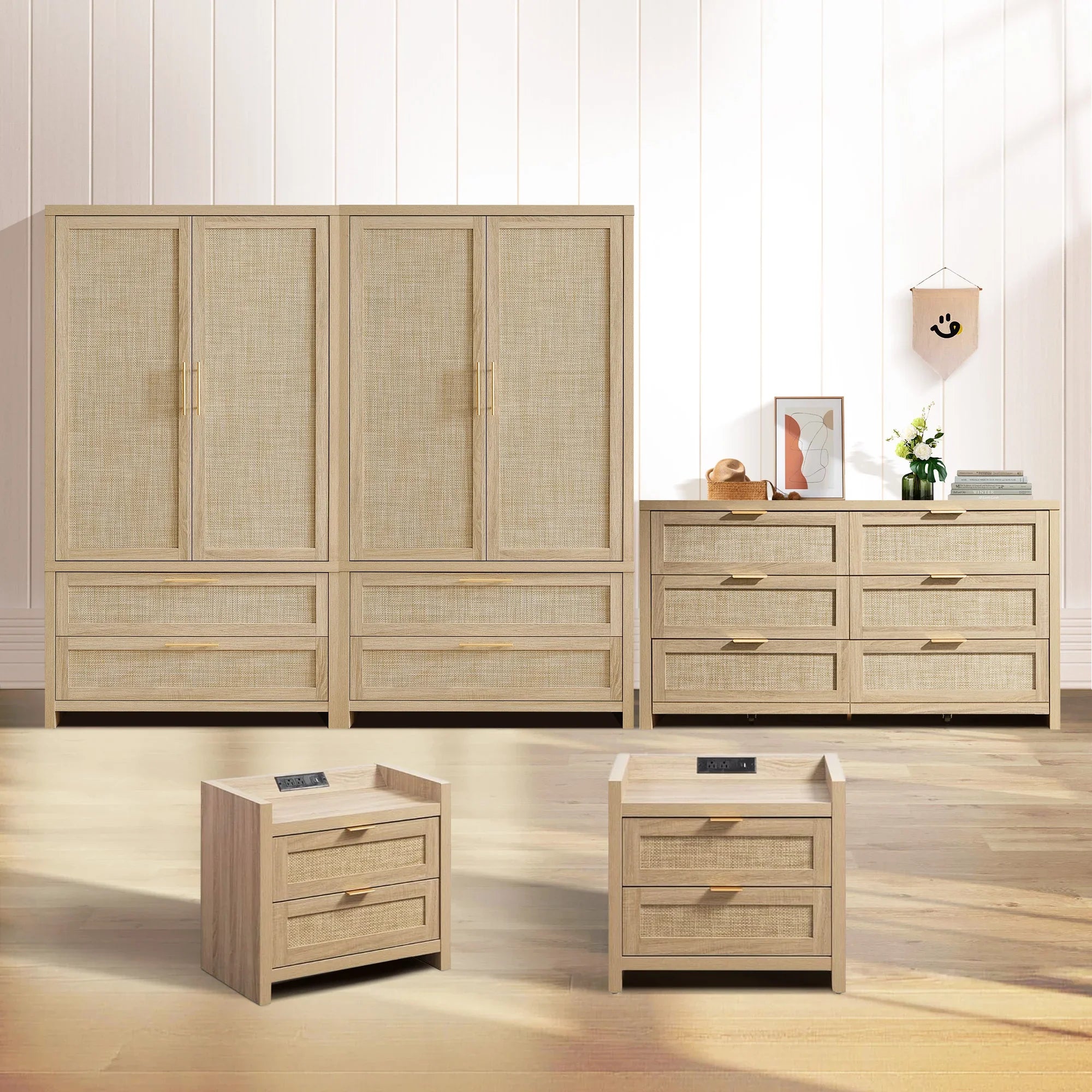 Savanna 6-Drawer Dresser, Wardrobe and 2-Drawer Nightstand Set