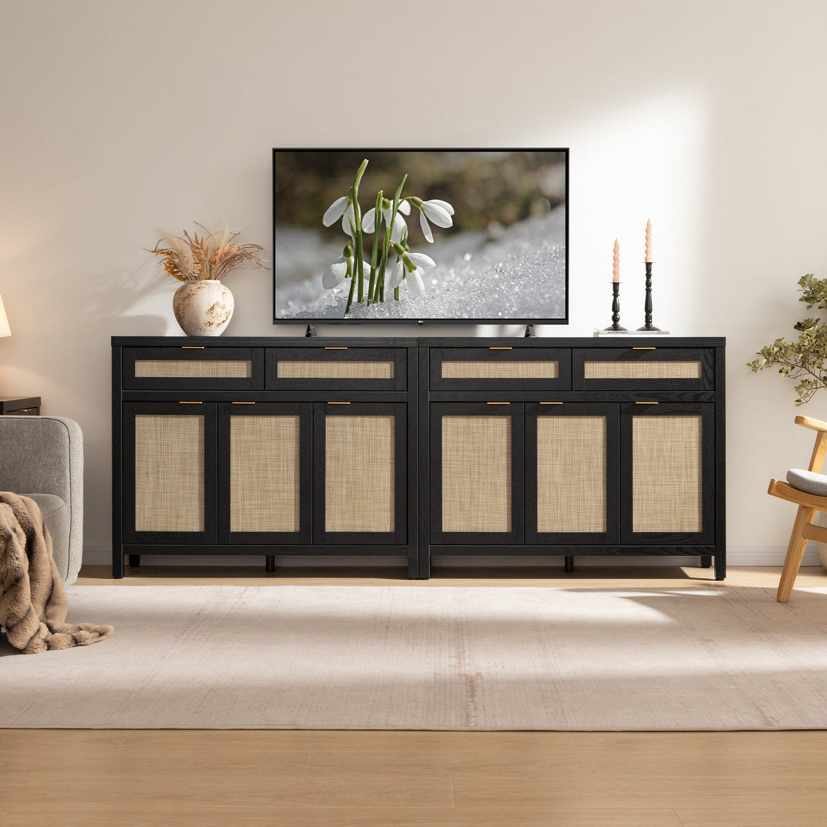 Savanna Sideboard Cabinet, Flexible Storage, Set of 2