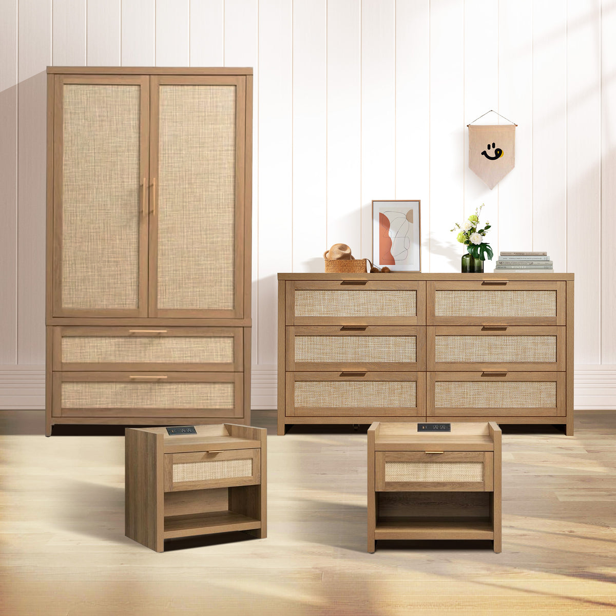 Savanna 6-Drawer Dresser, Wardrobe and 2-Drawer Nightstand Set