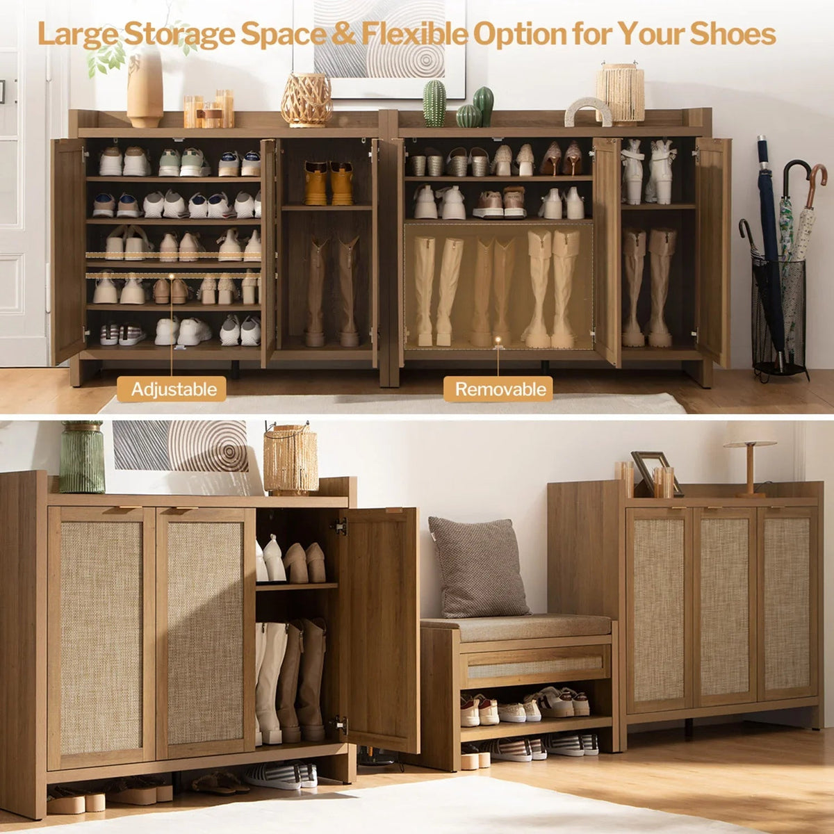 Savanna Tall Shoe Cabinet,30 Pairs Shoes