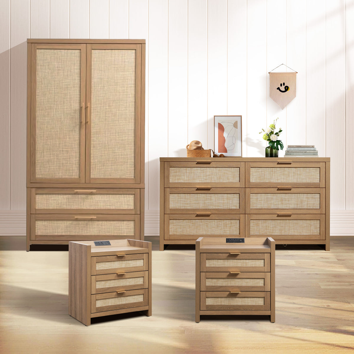 Savanna Dresser, Wardrobe and 3-Drawer Nightstand Set