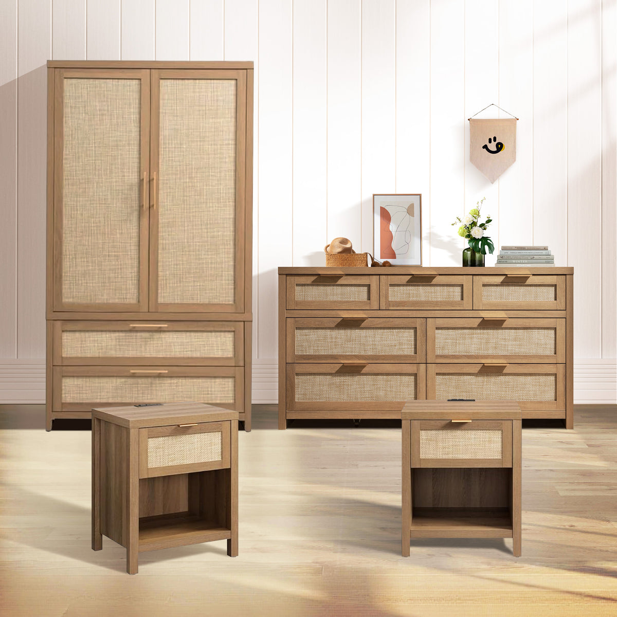 Savanna Wardrobes Closet,Dresser and Nightstand Set