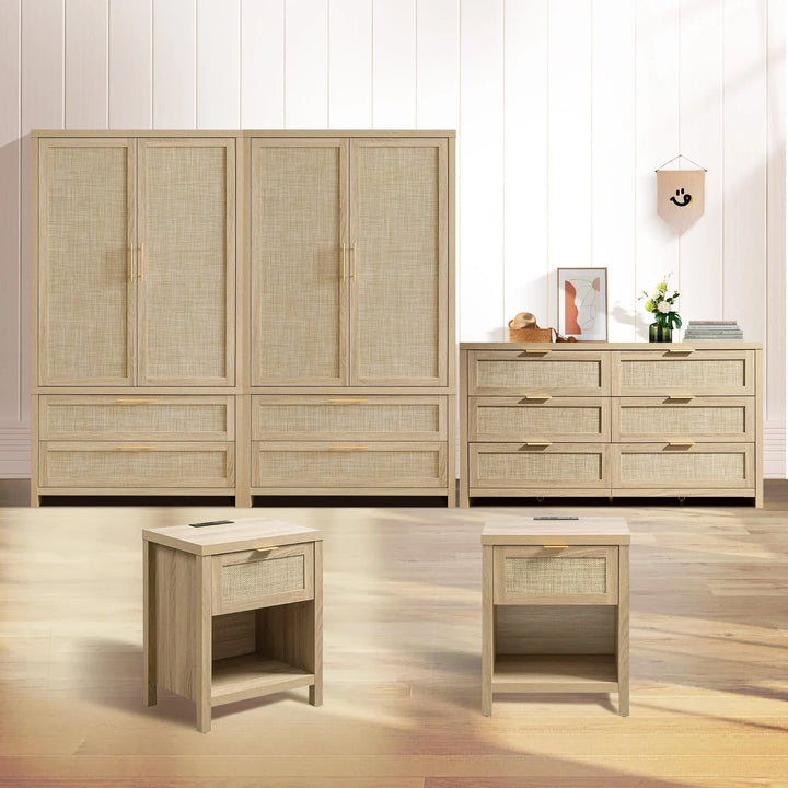 Savanna Dresser, Wardrobe and Nightstands with Charger Set