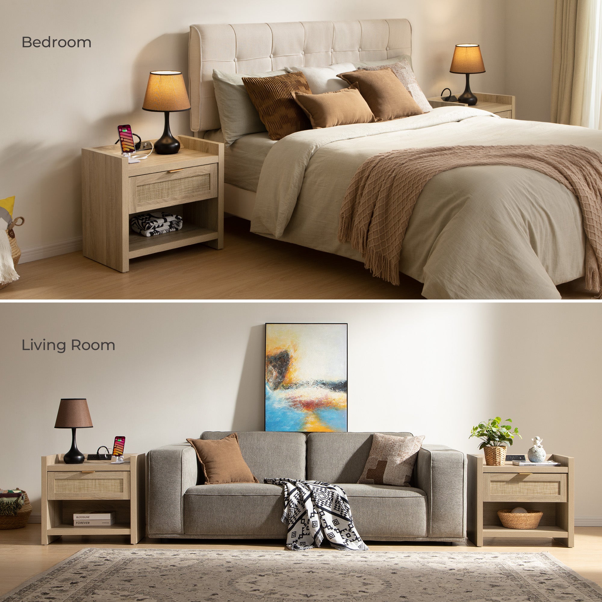 Savanna Nightstand and 6-Drawers Dresser Set