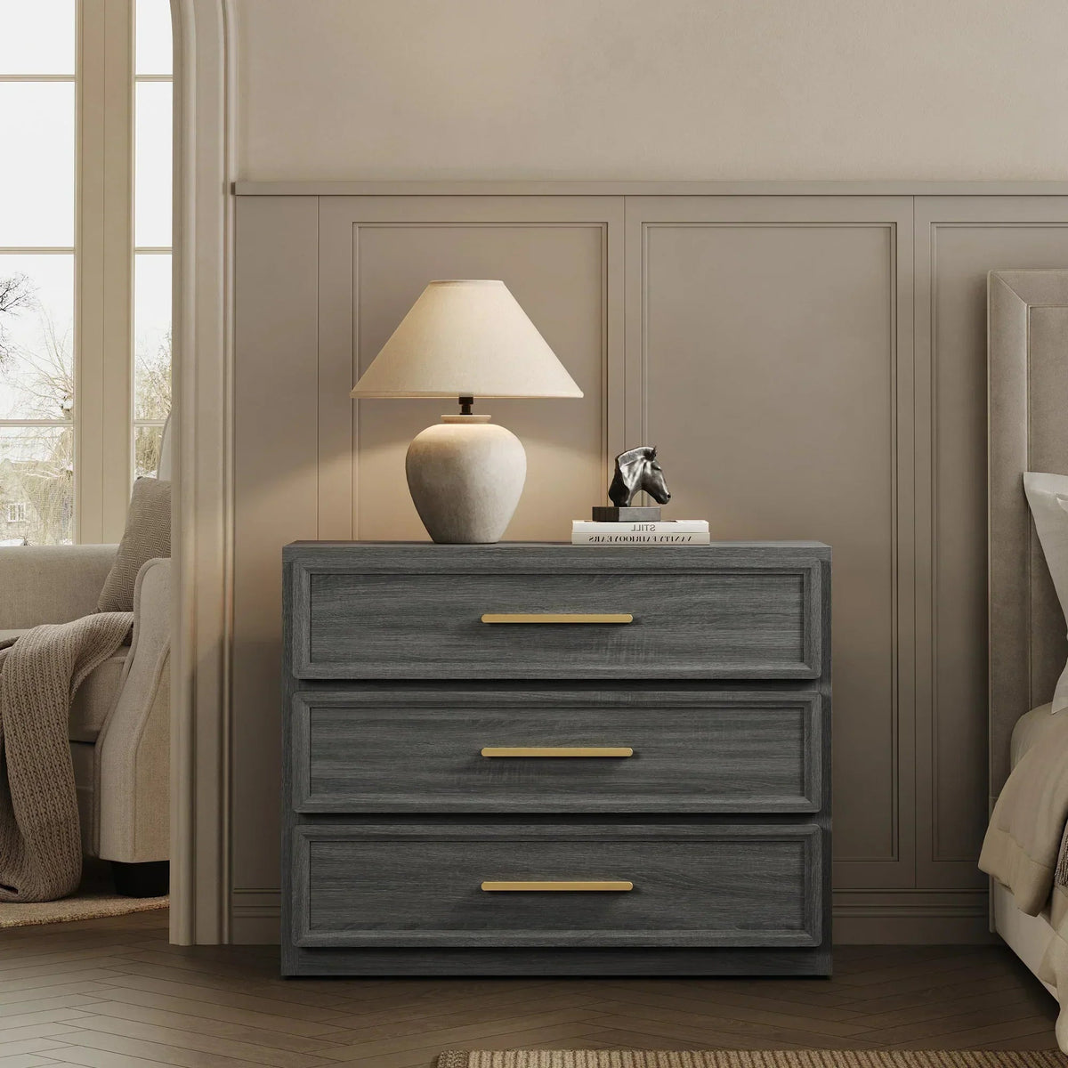 Crescent Modular 9 Drawers Dresser, 93.9 Inch Wide - Walnut Brown - 3-Piece Set