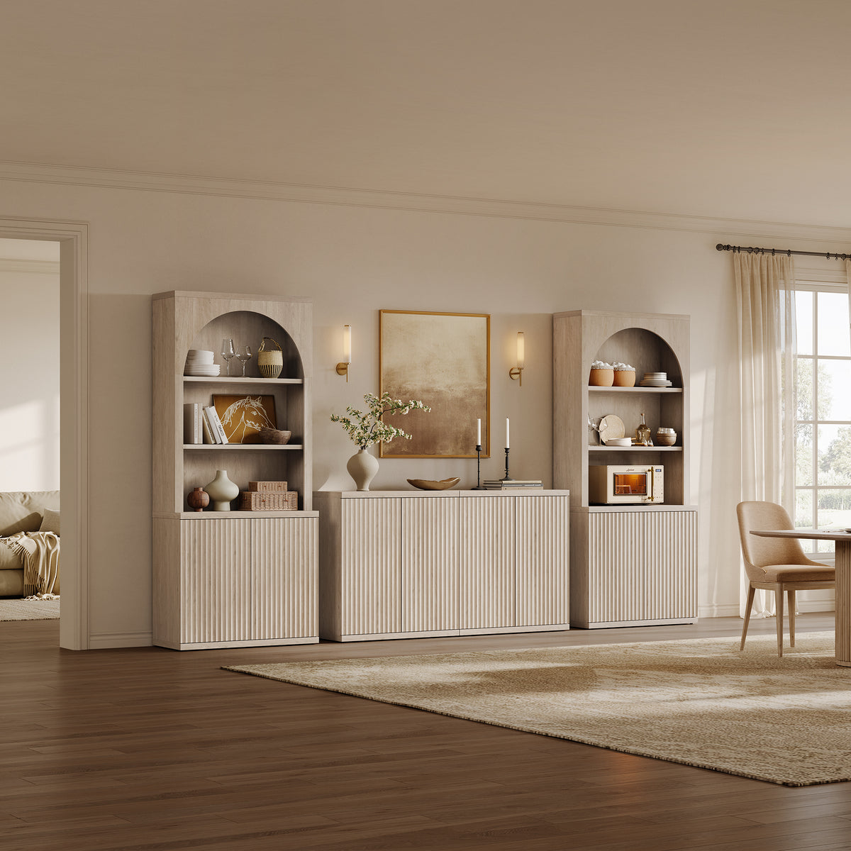 Stria Modern 2-Door Arched Storage Bookcase