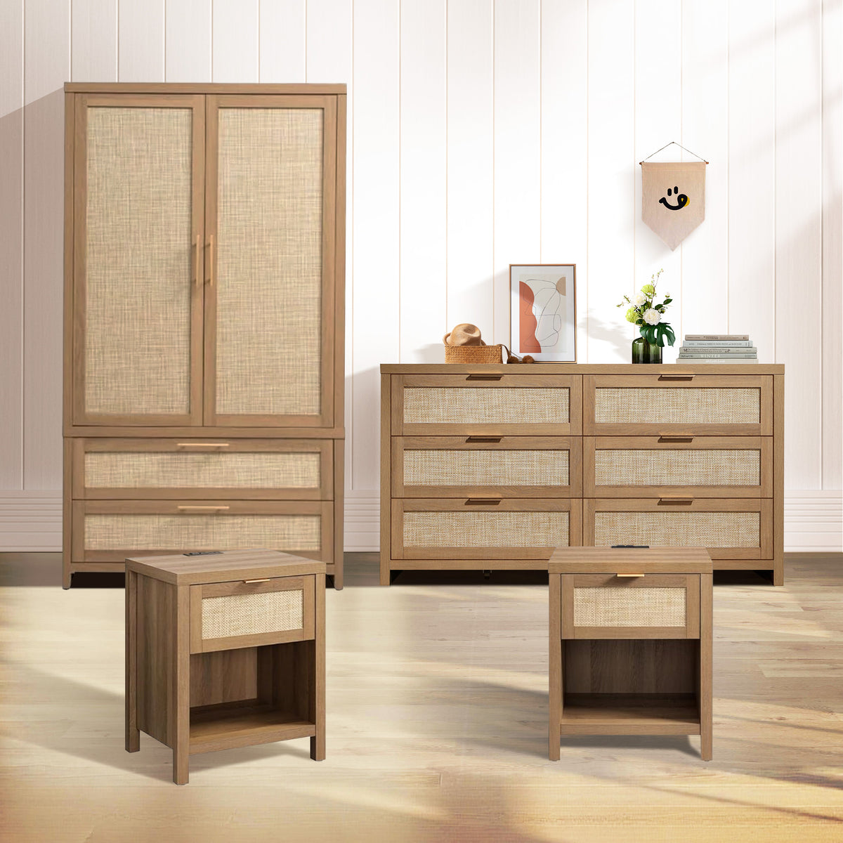 Savanna 6-Drawer Dresser, Wardrobe and 2-Drawer Nightstand Set