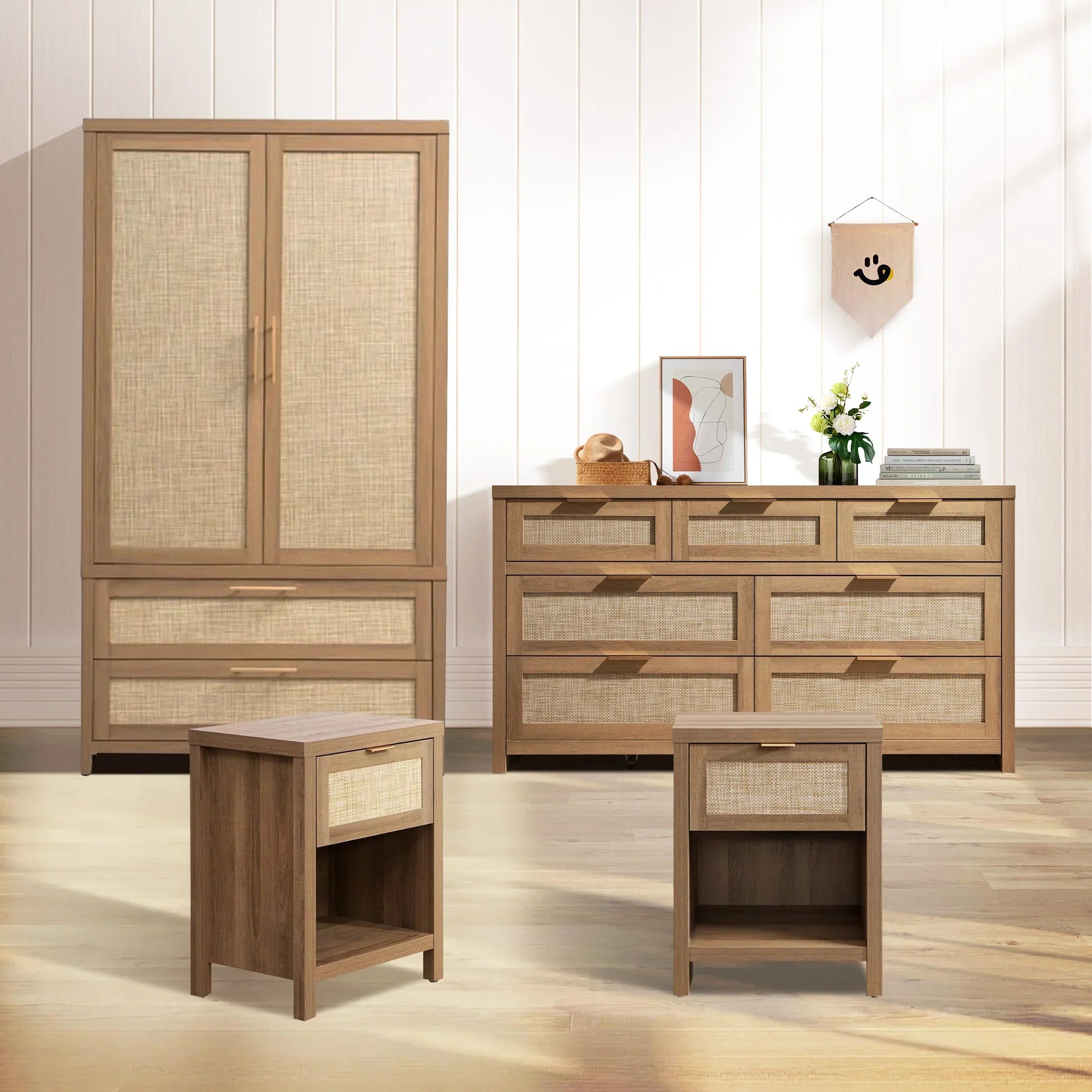 Savanna Set of 2 Wardrobes, Dresser, Nightstands Set