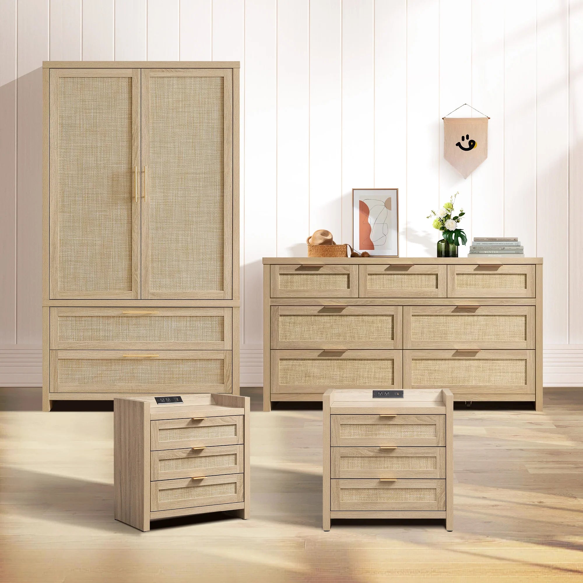 Savanna Dresser, Nightstand and Wardrobe Bedroom Set