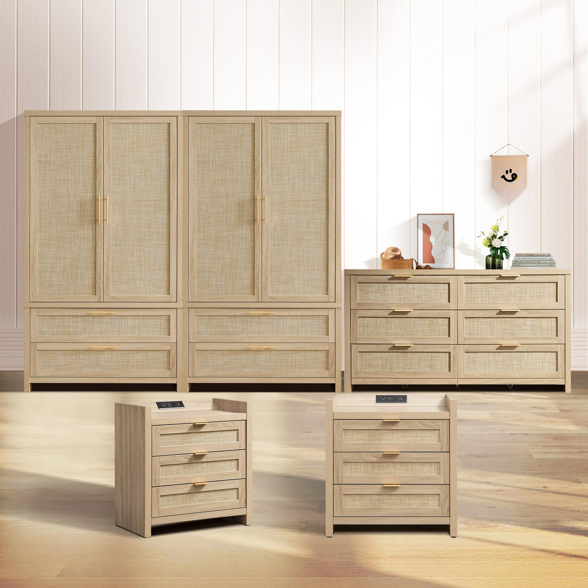 Savanna Boho Dresser, Nightstand and Wardrobe Bedroom Sets WM