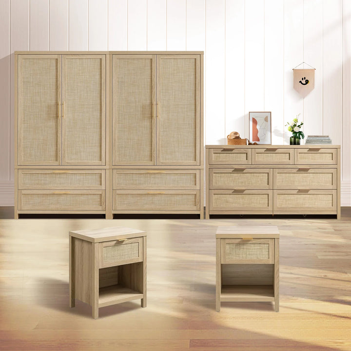 Savanna Dresser, Nightstand and Wardrobes Closet Set