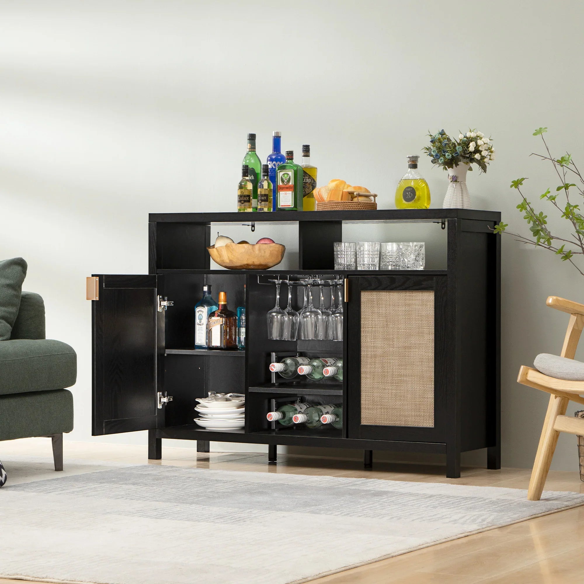Savanna Bar Cabinet with Glass Holder