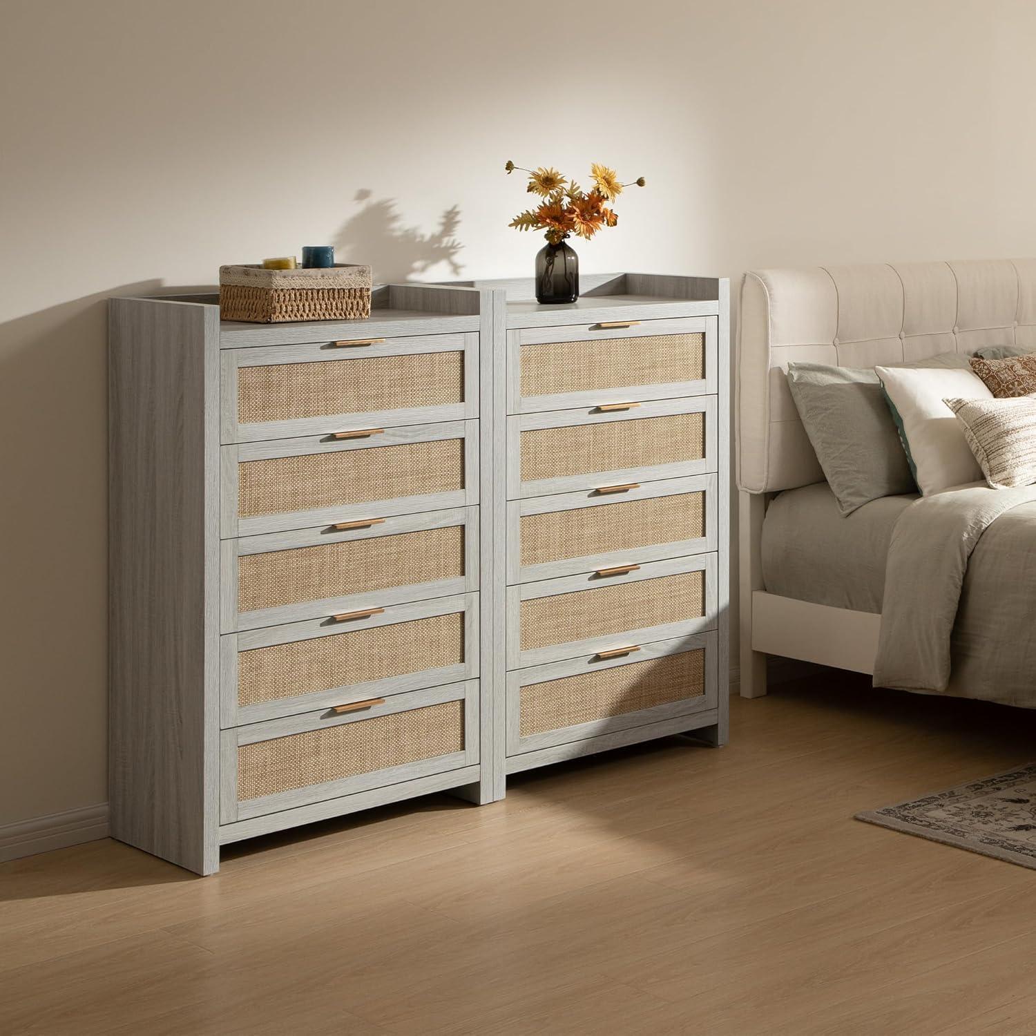 Savanna Rattan Dresser, 5 Drawers, Wide Chest of Drawers | Sicotas SICOTAS Savanna Rattan Dresser, 5 Drawers, Wide Chest of Drawers | Sicotas SICOTAS