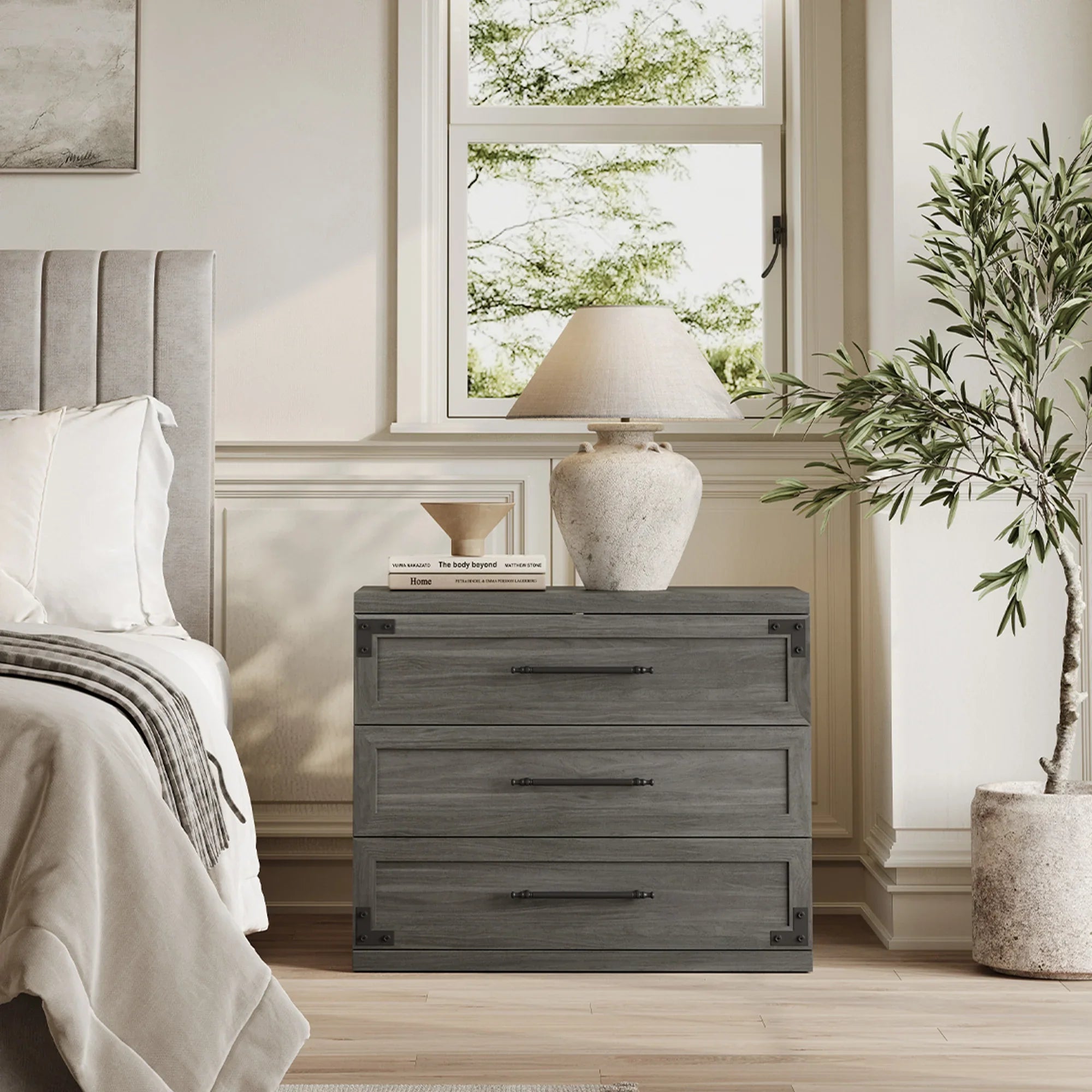 Willow 3-Drawers Nightstands Set, 25.5 Inch Tall