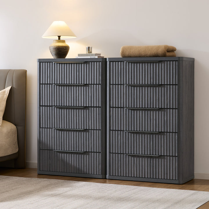 Cas Modern 5-Drawer Dresser, 50.7 Inches Tall, Set of 2