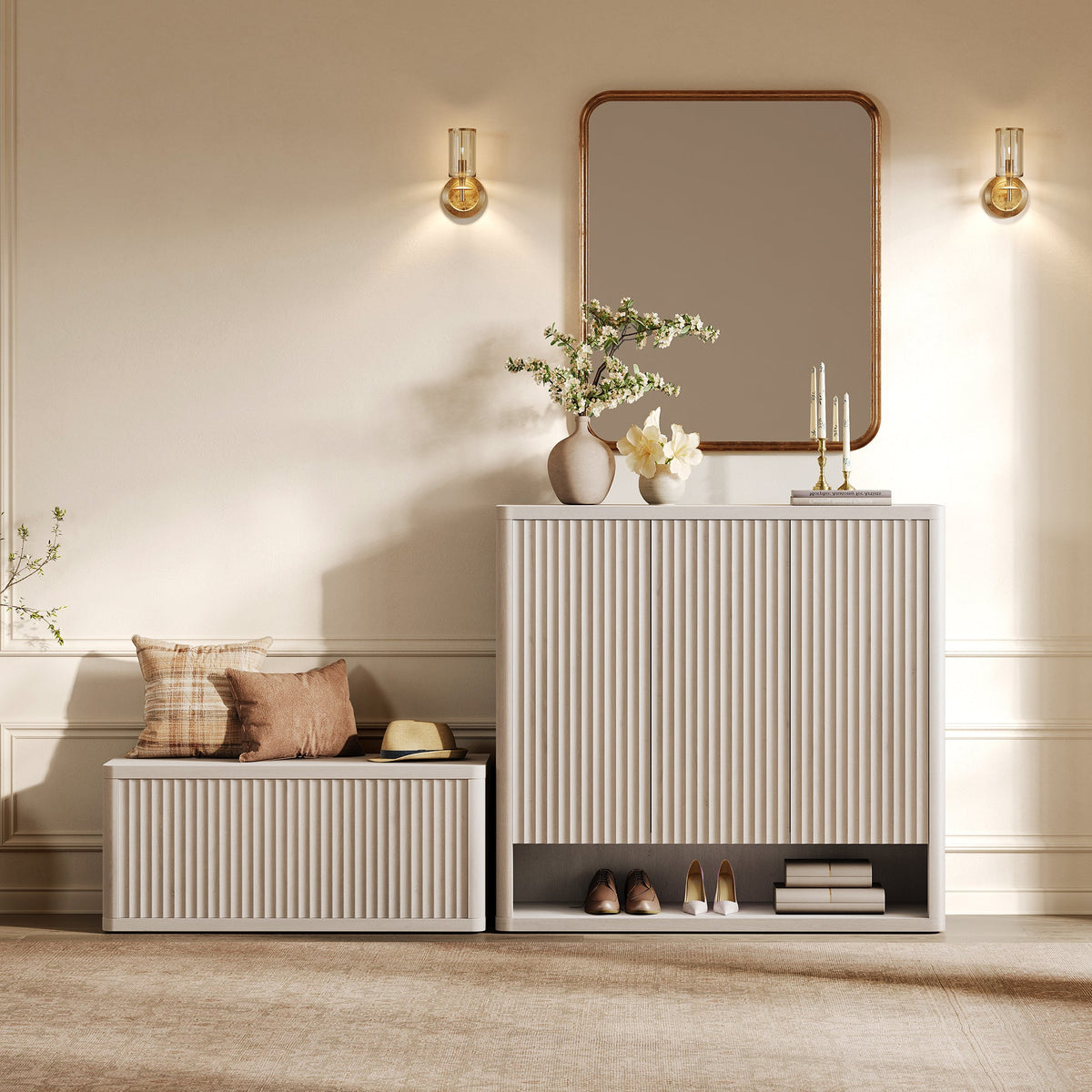 Cas Shoe Storage Cabinet with Doors, Set of 2